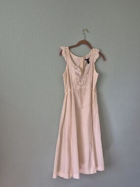 GAP Cream Lace-Trim Midi Dress